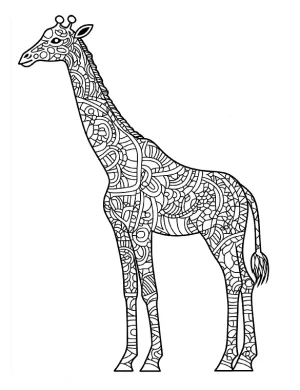 Giraffe Abstract Mandala Coloring Page by Mindset Flow