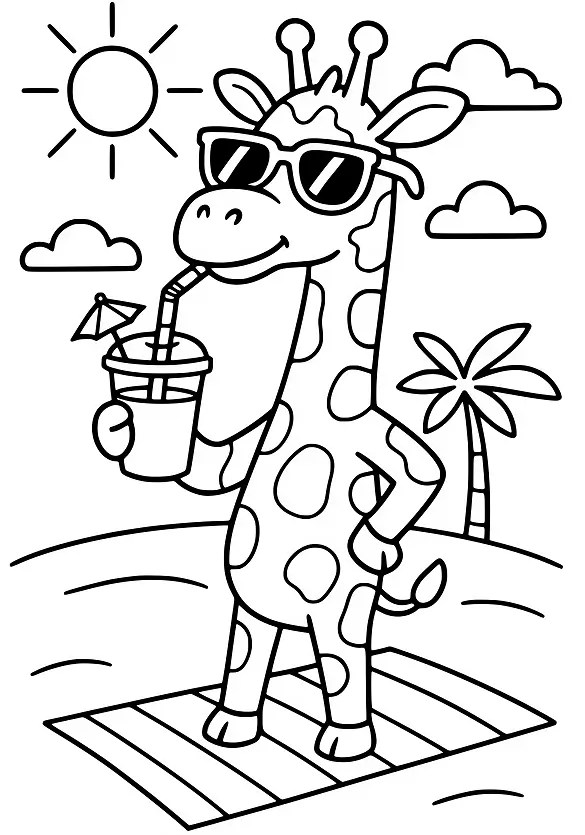 Giraffe with Sunglasses Animal Coloring Page by Mindset Flow Giraffe with Sunglasses Animal Coloring Page by Mindset Flow
