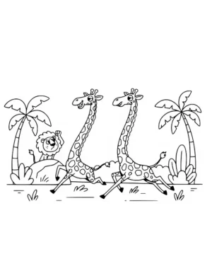 Giraffes Running Wild Coloring Page by Mindset Flow