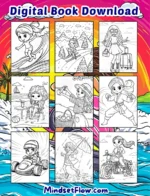Girl Adventures Calming Coloring Book Digital Printable Version by Mindset Flow Coloring Pages Included 1