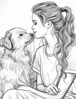 Girl And Dog Nuzzle Adult Coloring Page By Mindset Flow