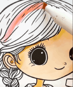 Girl Building A Birdhouse Adult Coloring Page-HowToVideo