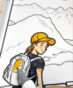 Girl Hiking on Great Wall of China Adult Coloring Page-HowToVideo