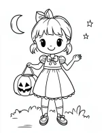 Girl Holding A Pumpkin Handbag Coloring Page by Mindset Flow