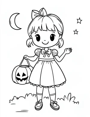 Girl Holding A Pumpkin Handbag Coloring Page by Mindset Flow
