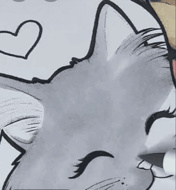 Girl Hugging a Cat with Hearts Valentine Coloring Page-HowToVideo