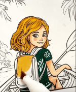Girl Kayaking Through Jungle River Adult Coloring Page-HowToVideo