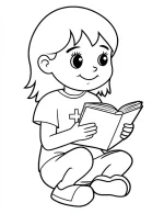 Girl Reading Book Christmas Coloring Page By Mindset Flow