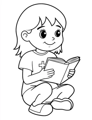 Girl Reading Book Christmas Coloring Page By Mindset Flow