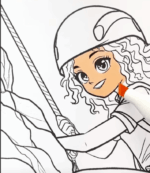 Girl Rock Climbing Adventure Adult Coloring Page-HowToVideo