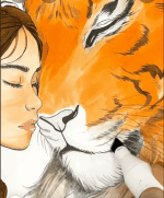 Girl and Tiger Facial Connection Adult Coloring Page-HowToVideo