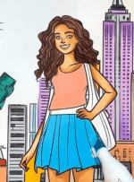 Girl in Front of Statue of Liberty Adult Coloring Page How to Video