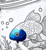 Goldfish in a Jar Printable Coloring Page – Fun Aquarium Scene How to Video