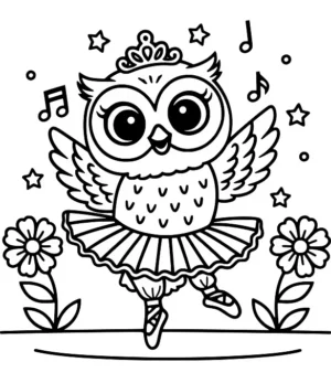 Graceful Baby Owl Dancing Ballet Coloring Page By Mindset Flow