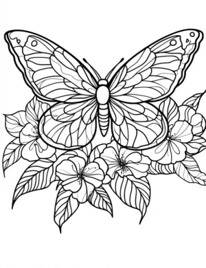 Graceful Butterfly In Bloom Garden Coloring Page by Mindset Flow
