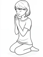 Graceful Child Kneeling In Prayer Christmas Coloring Page By Mindset Flow