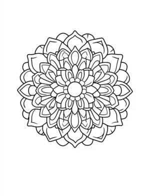 Graceful Circular Geometric Flower Mandala For Relaxation Coloring Page by Mindset Flow