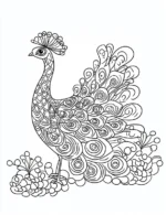 Graceful Decorative Peacock Mandala with Flowing Feathers Coloring Page by Mindset Flow