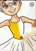 Graceful Girl Ballet Dancing With Her Adorable Dog Adult Coloring Page-HowToVideo