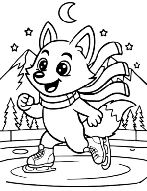Graceful Ice Skating Fox Coloring Page By Mindset Flow