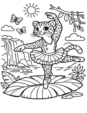 Graceful Jungle Ballet Cat Coloring Page By Mindset Flow