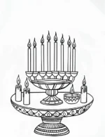 Graceful Menorah with Seven Candles Christmas Coloring Page by Mindset Flow