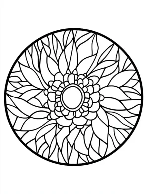 Graceful Peacock with Circular Mandala Feather Design Coloring Page by Mindset Flow