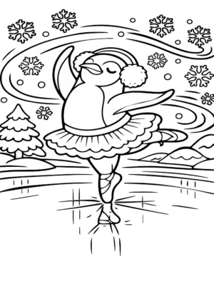 Graceful Penguin Ballerina Ice Dancing Coloring Page By Mindset Flow