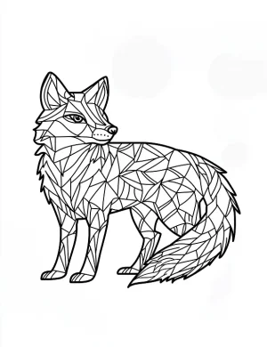 Graceful Sitting Fox with Intricate Mandala Style Lines Coloring Page by Mindset Flow