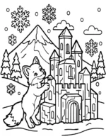 Grand Fox Ice Castle Coloring Page By Mindset Flow