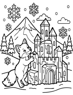Grand Fox Ice Castle Coloring Page By Mindset Flow