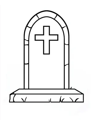 Gravestone Cross Memorial Christmas Coloring Page by Mindset Flow