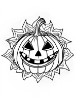 Grinning Jack O Lantern Pumpkin Mandala Pattern Coloring Page by Mindset Flow