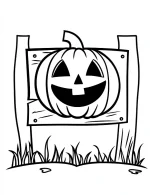 Grinning Pumpkin on Wooden Sign Halloween Coloring Page by Mindset Flow