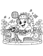 Groovy Hedgehog DJ Spinning Records Coloring Page By Mindset Flow