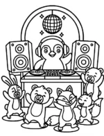 Groovy Penguin DJ Party Animal Coloring Page By Mindset Flow