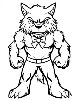 Grumpy Werewolf in Bow Tie Halloween Coloring Page by Mindset Flow