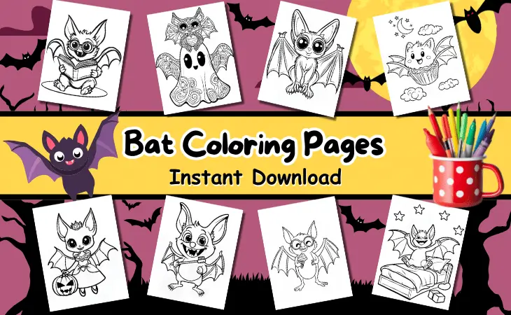 Halloween Bat Coloring Pages by Mindset Flow