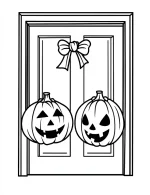 Halloween Door with Hanging Jack-o'-Lanterns Coloring Page by Mindset Flow