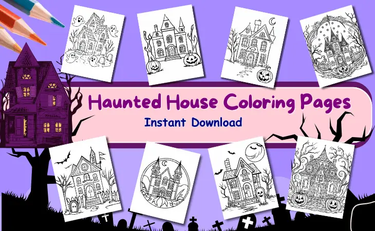 Halloween Haunted House Coloring Pages by Mindset Flow