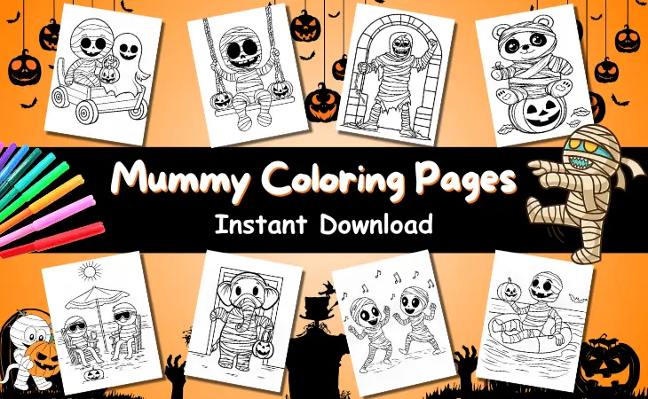 Halloween Mummy Coloring Pages by Mindset Flow