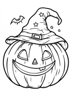 Halloween Pumpkin Wearing Pajama Hat Coloring Page by Mindset Flow
