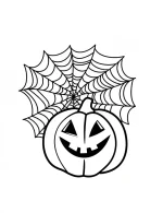 Halloween Pumpkin with Spooky Spider Web Coloring Page by Mindset Flow