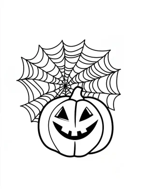 Halloween Pumpkin with Spooky Spider Web Coloring Page by Mindset Flow