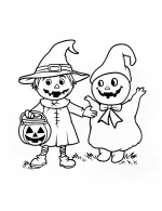 Halloween Scarecrow with Ghost Friend Coloring Page by Mindset Flow