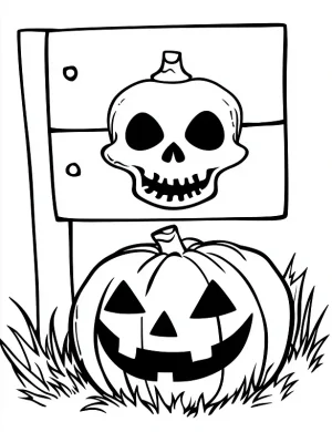 Halloween Skeleton Head Board Coloring Page by Mindset Flow