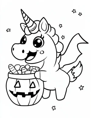 Halloween Unicorn with Bat Wings Coloring Page by Mindset Flow