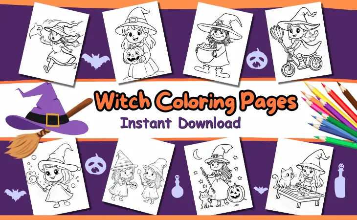 Halloween Witch Coloring Pages by Mindset Flow