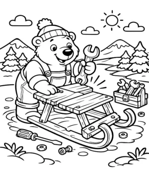 Handy Carpenter Bear Coloring Page By Mindset Flow