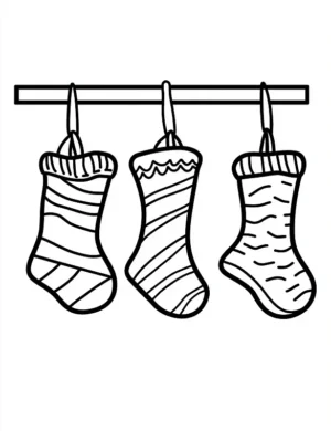 Hanging Stockings With Stripes Christmas Coloring Page by Mindset Flow